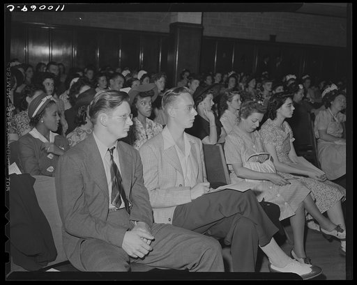 Detroit, Michigan. Youths listening to speakers at the salvage committee meeting
