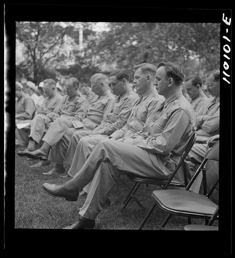 Untitled photo, possibly related to: Detroit, Michigan. Flag presentation ceremonies at Harper Hospital. Doctors