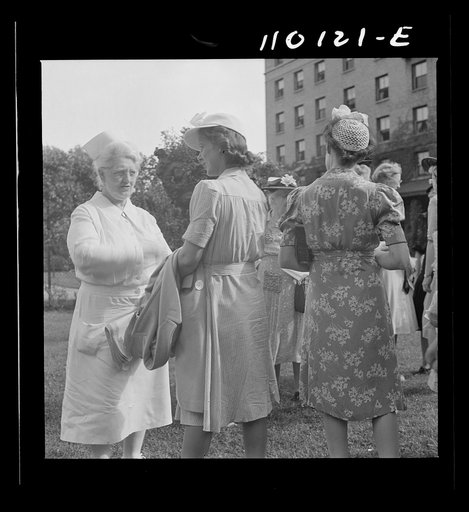 Detroit, Michigan. Flag presentation ceremonies at Harper Hospital. Spectators at flag presentation ceremonies