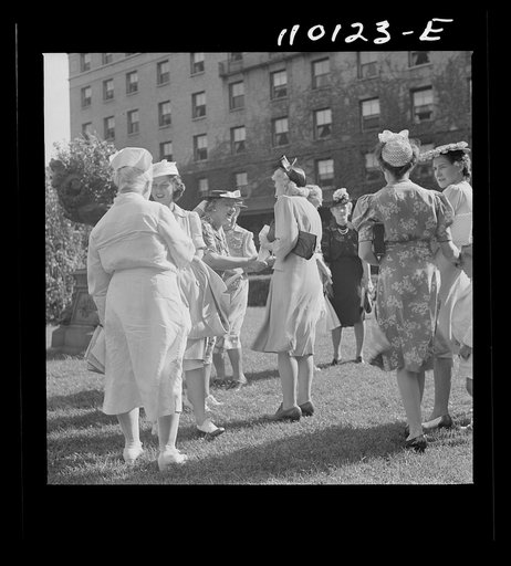 Detroit, Michigan. Flag presentation ceremonies at Harper Hospital. Spectators at flag presentation ceremonies