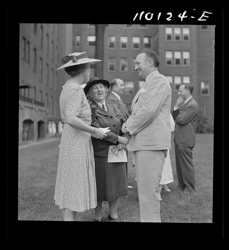 Detroit, Michigan. Flag presentation ceremonies at Harper Hospital. Spectators at flag presentation ceremonies