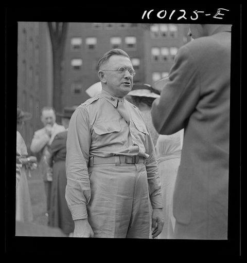 Untitled photo, possibly related to: Detroit, Michigan. Flag presentation ceremonies at Harper Hospital. Colonel Carstens, head of General Hospital number seventeen