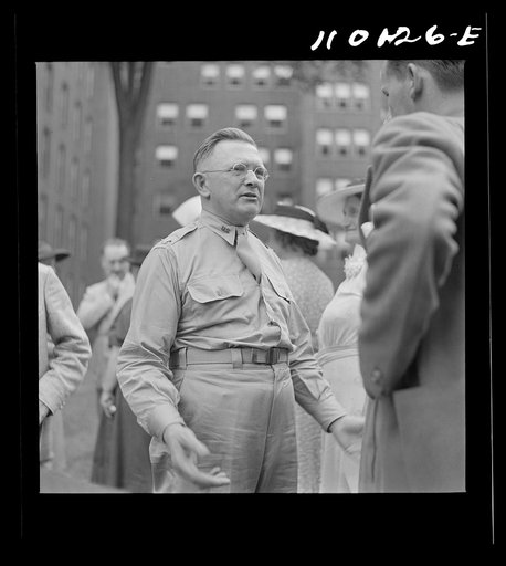 Detroit, Michigan. Flag presentation ceremonies at Harper Hospital. Colonel Carstens, head of General Hospital number seventeen