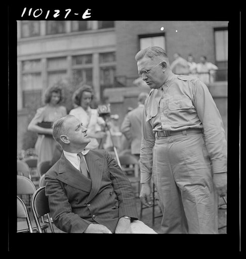 Untitled photo, possibly related to: Detroit, Michigan. Flag presentation ceremonies at Harper Hospital. Colonel Carstens, head of General Hospital number seventeen