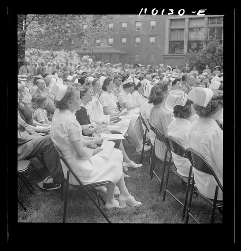 Detroit, Michigan. Flag presentation ceremonies at Harper hospital. General view of nurses