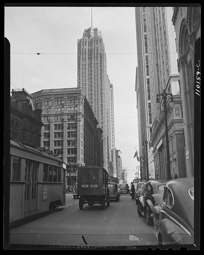 Detroit, Michigan. Looking down Griswold Street towards the Union Guardian Building