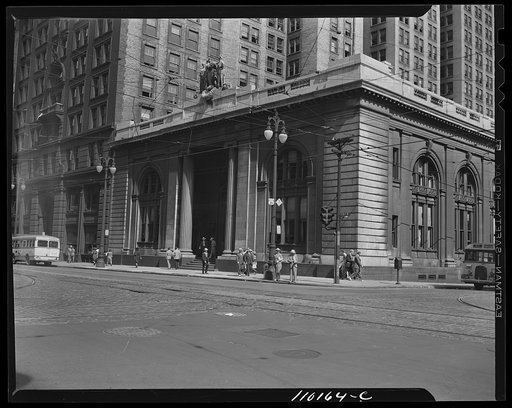 Detroit, Michigan. First National Bank building on Fort and Shelby Streets