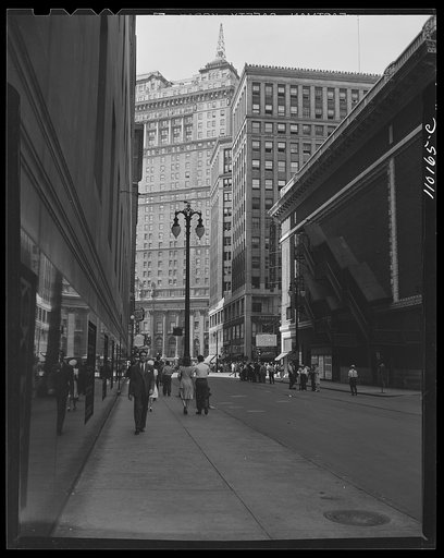 Detroit, Michigan. Looking northward toward the Book Cadillac Hotel on Shelby Street