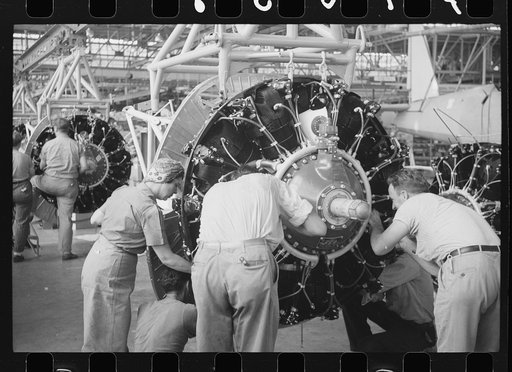 Nashville, Tennessee. Vultee Aircraft Company. In the engine installation section