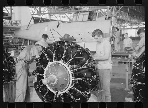Nashville, Tennessee. Vultee Aircraft Company. In the engine installation section