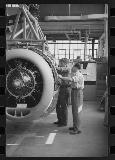 Nashville, Tennessee. Vultee Aircraft Company. In the engine installation section