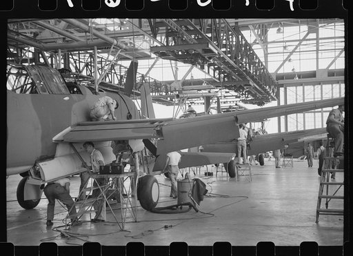 Vultee Aircraft, Nashville, Tennessee. Bombers on the assembly line