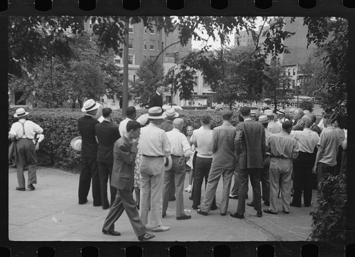 Washington, D.C. A meeting of the Catholic Evidence Guild in Franklin Park