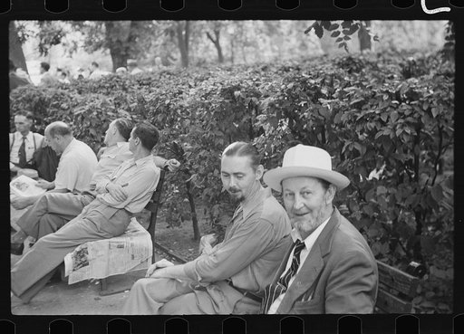 Washington, D.C. Regular attendants at the Franklin Park lectures. The man on the right claims to be 2,000 years old, and to have written "Ben-Hur"
