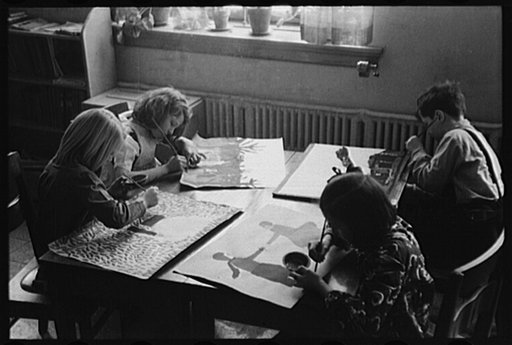 Wilmington, Delaware. Tower Hill School, noted country day school for pupils from three to eighteen years of age. Young pupils in an art class