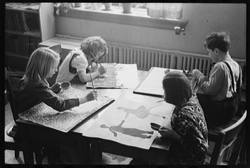 Wilmington, Delaware. Tower Hill School, noted country day school for pupils from three to eighteen years of age. Young pupils in an art class
