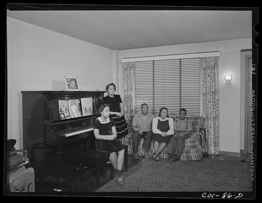 The Carr family in their living room. Ida B. Wells Housing Project, Chicago, Illinois