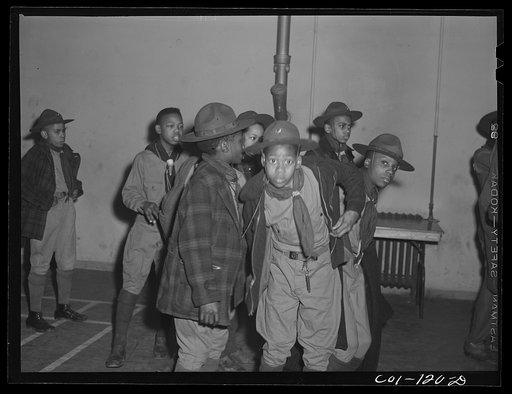 Untitled photo, possibly related to: Some of the scouts of Troop 446 who meet in the community center of the Ida B. Wells Housing Project. Chicago, Illinois (Boy Scout meeting)