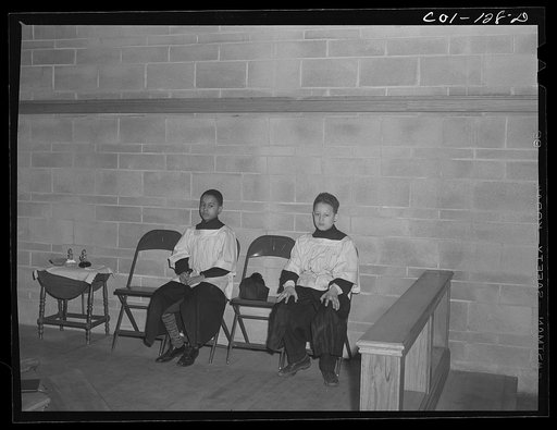 Untitled photo, possibly related to: Altar boys at a Negro Catholic church on the South Side. Chicago, Illinois