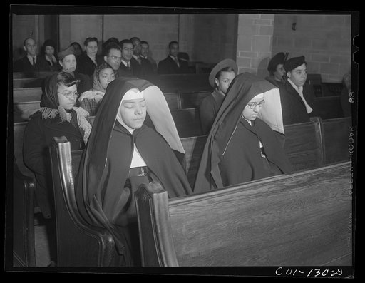 Negro nuns at a Negro Catholic church service on the South Side of Chicago, Illinois