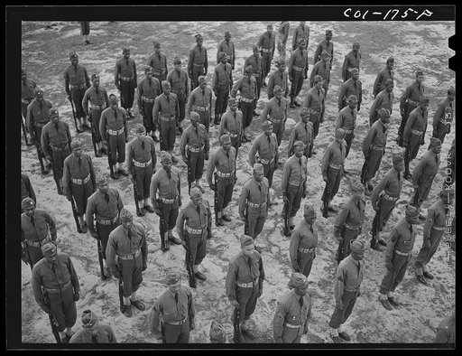Untitled photo, possibly related to: Fort Bragg, North Carolina. 41st Engineers on parade ground