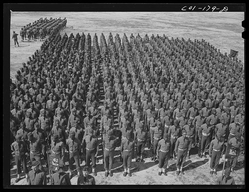 Untitled photo, possibly related to: Fort Bragg, North Carolina. 41st Engineers on parade ground