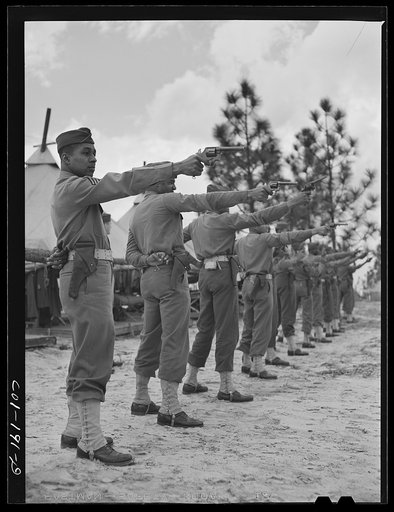 Fort Bragg, North Carolina. Sergeant Franklin Williams with 41st Engineers at pistol practice
