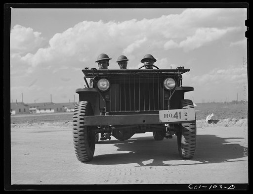 Fort Bragg, North Carolina. Sergeant Franklin Williams, left, in jeep