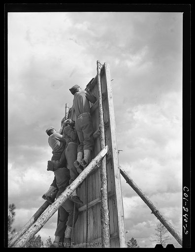 Untitled photo, possibly related to: Fort Bragg, North Carolina. Soldiers of 41st Engineers on obstacle course