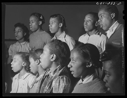 Chicago, Illinois. Ida B. Wells Housing Project. A singing class in the community center