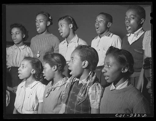 Untitled photo, possibly related to: Chicago, Illinois. Ida B. Wells Housing Project. A singing class in the community center