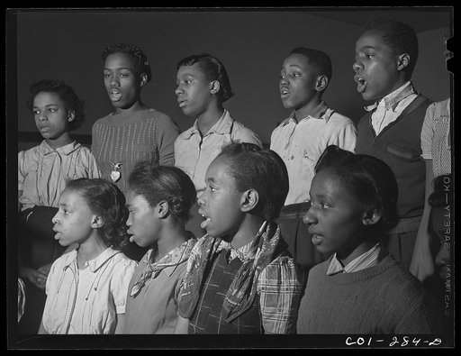 Chicago, Illinois. Ida B. Wells Housing Project. A singing class in the community center