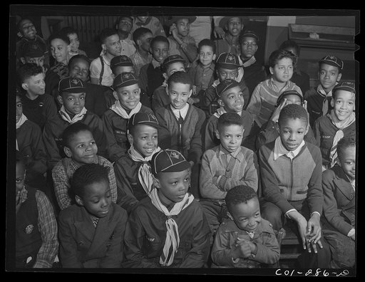 Chicago, Illinois. Ida B. Wells Housing Project. A meeting of the Cub Scouts in the community center