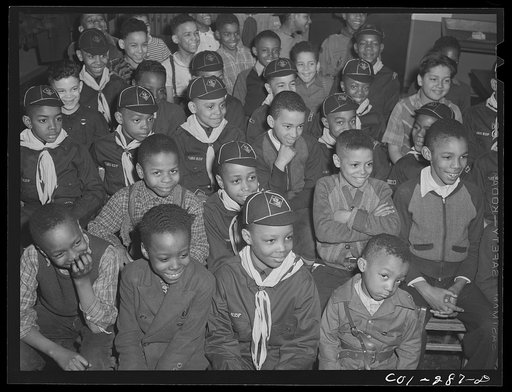 Untitled photo, possibly related to: Chicago, Illinois. Ida B. Wells Housing Project. A meeting of the Cub Scouts in the community center