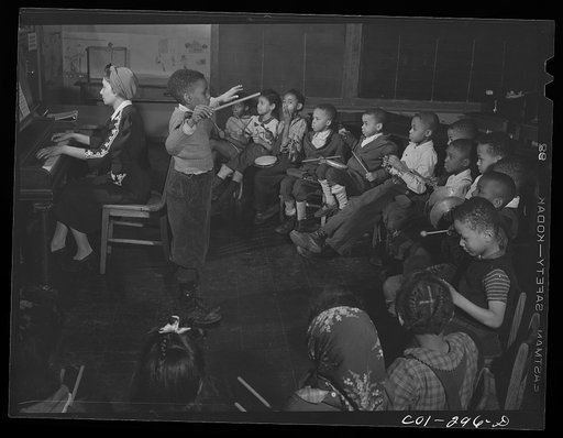 Chicago, Illinois. Ida B. Wells Housing Project. A childrens' rhythm band in a music class