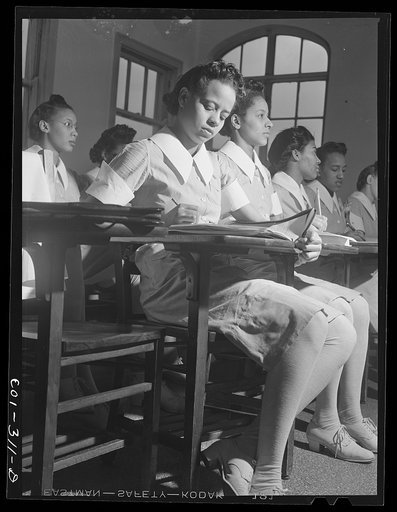 Chicago, Illinois. Provident Hospital. A preliminary student nurse class in bacteriology
