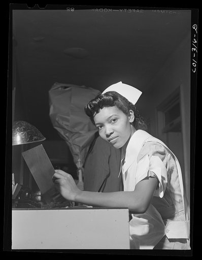 Chicago, Illinois. Provident Hospital. Miss Lydia Monroe of Ringold, Louisiana, a student nurse. Her father is a machinist at the Youngstown Sheet and Tube Company