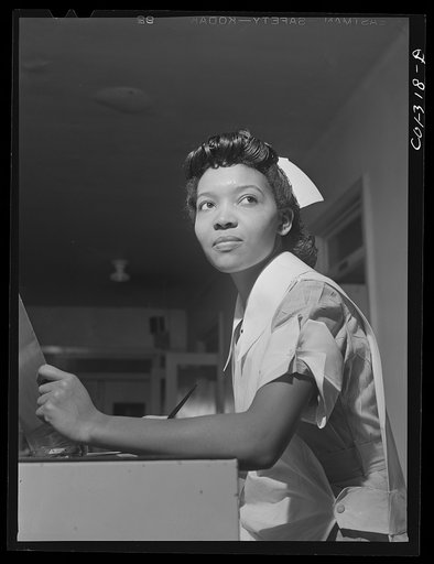 Chicago, Illinois. Provident Hospital. Miss Lydia Monroe of Ringold, Louisiana, a student nurse. Her father is a machinist at the Youngstown Sheet and Tube Company