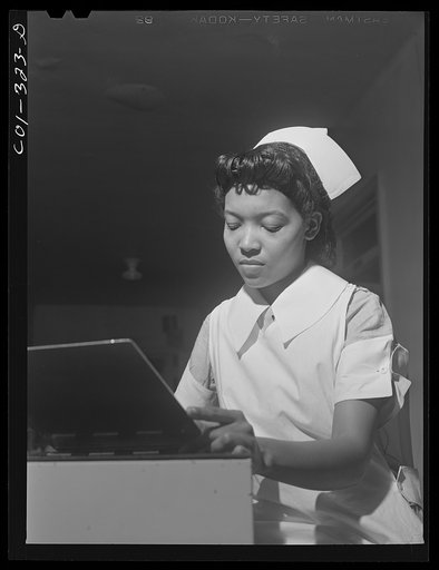 Untitled photo, possibly related to: Chicago, Illinois. Provident Hospital. Miss Lydia Monroe of Ringold, Louisiana, a student nurse. Her father is a machinist at the Youngstown Sheet and Tube Company