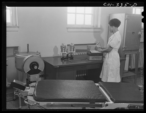 Chicago, Illinois. Newly-arrived equipment for a plasma bank