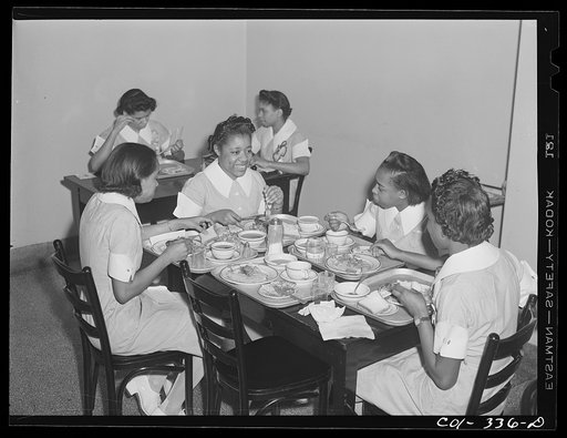 Chicago, Illinois. Provident Hospital. Student nurses in the cafeteria