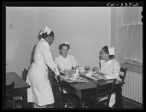 Chicago, Illinois. Provident Hospital. Staff of nurses in the cafeteria