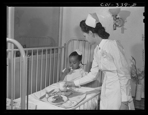 Chicago, Illinois. Provident Hospital. Lunch time in the children's ward