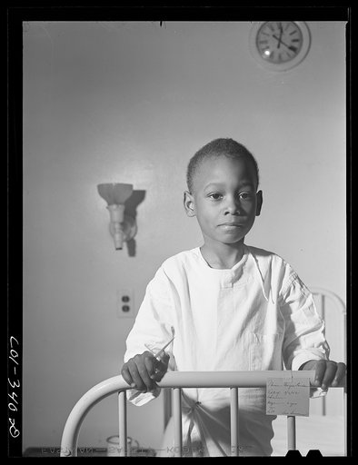 Chicago, Illinois. Provident Hospital. Young patient in the children's ward