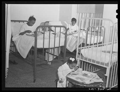 Chicago, Illinois. Provident Hospital. Lunch time in the children's ward