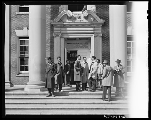 Untitled photo, possibly related to: hington, D.C. Howard University students on the class steps