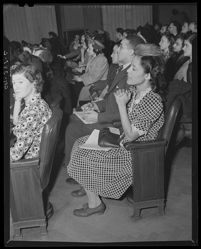 Washington, D.C. Jewal Mazique [i.e. Jewel], worker at the Library of Congress, and her husband attending a union meeting and a musical