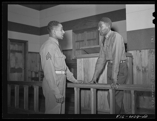 Fort Bragg, North Carolina. Sergeant Williams consulting a chaplain