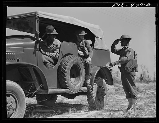 Fort Bragg, North Carolina. Sergeant Williams delivering a message to an officer