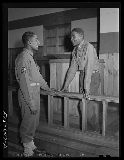 Fort Bragg, North Carolina. Sergeant Williams talking to the regimental chaplain (Edward Carroll)